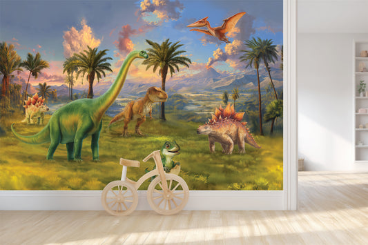 Dinosaur Wallpaper | T-Rex Jurassic Nursery Mural Light color version
