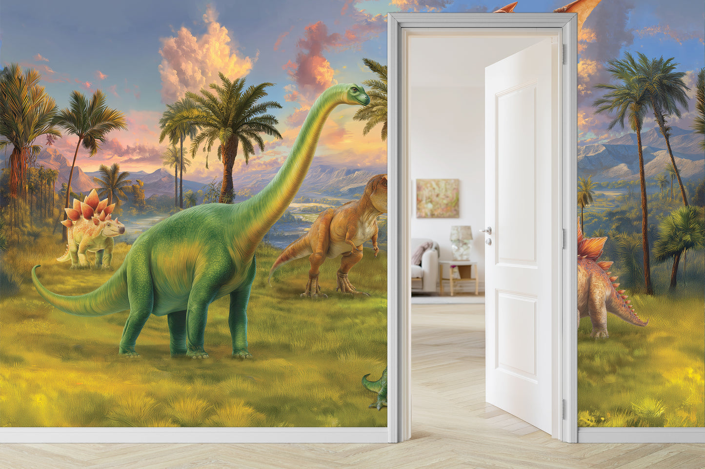 Dinosaur Wallpaper | T-Rex Jurassic Nursery Mural