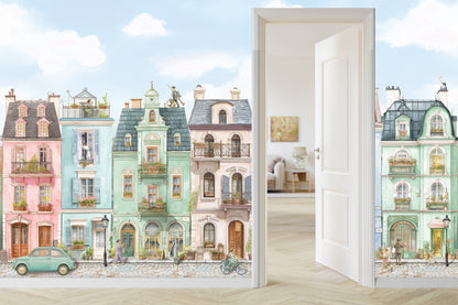 Parisian Street Wallpaper | European Buildings Mural