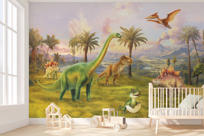 Dinosaur Wallpaper | T-Rex Jurassic Nursery Mural Light color version