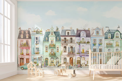 Parisian Street Wallpaper | European Buildings Mural