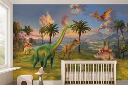 Dinosaur Wallpaper | T-Rex Jurassic Nursery Mural