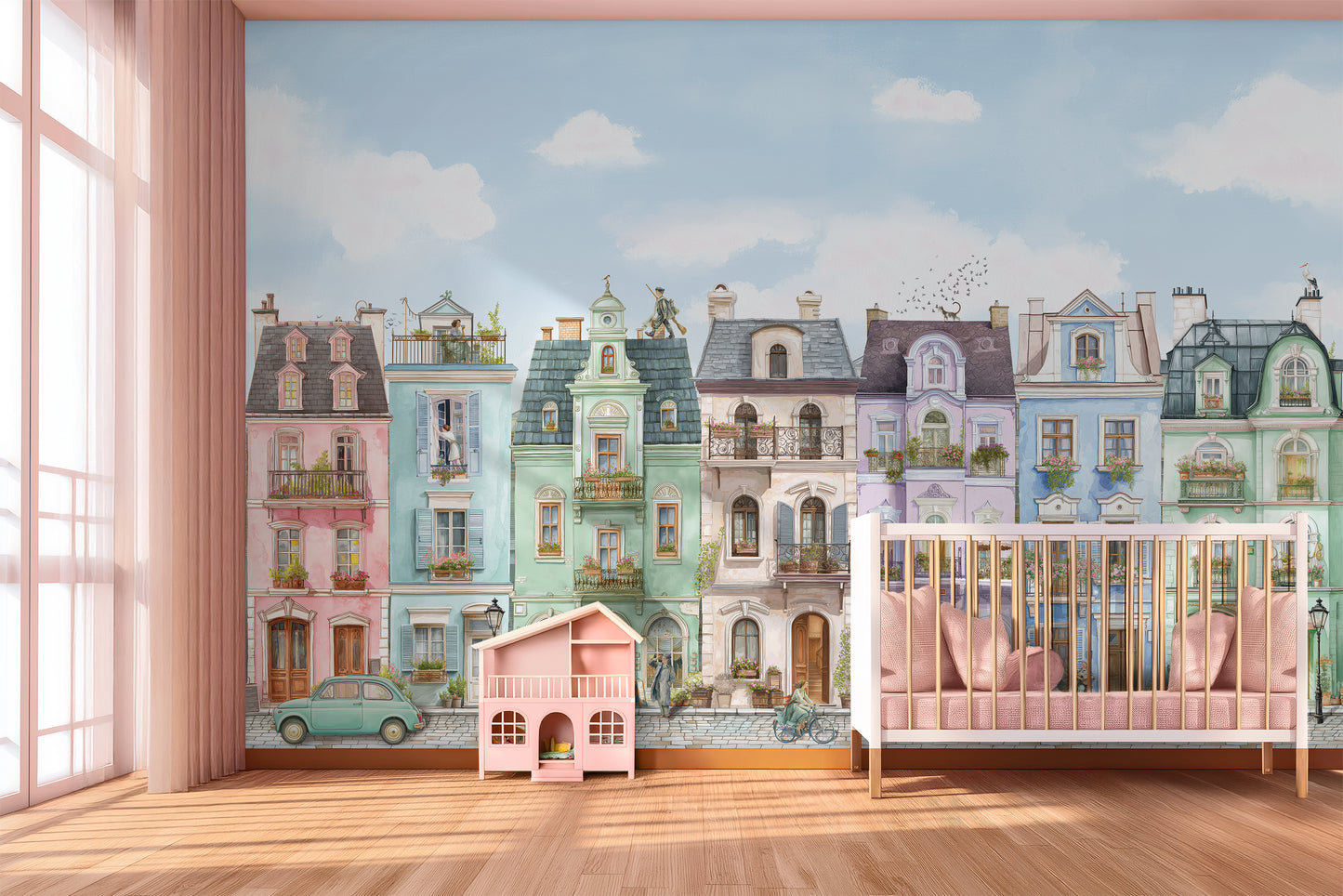 Parisian Street Wallpaper | European Buildings Mural