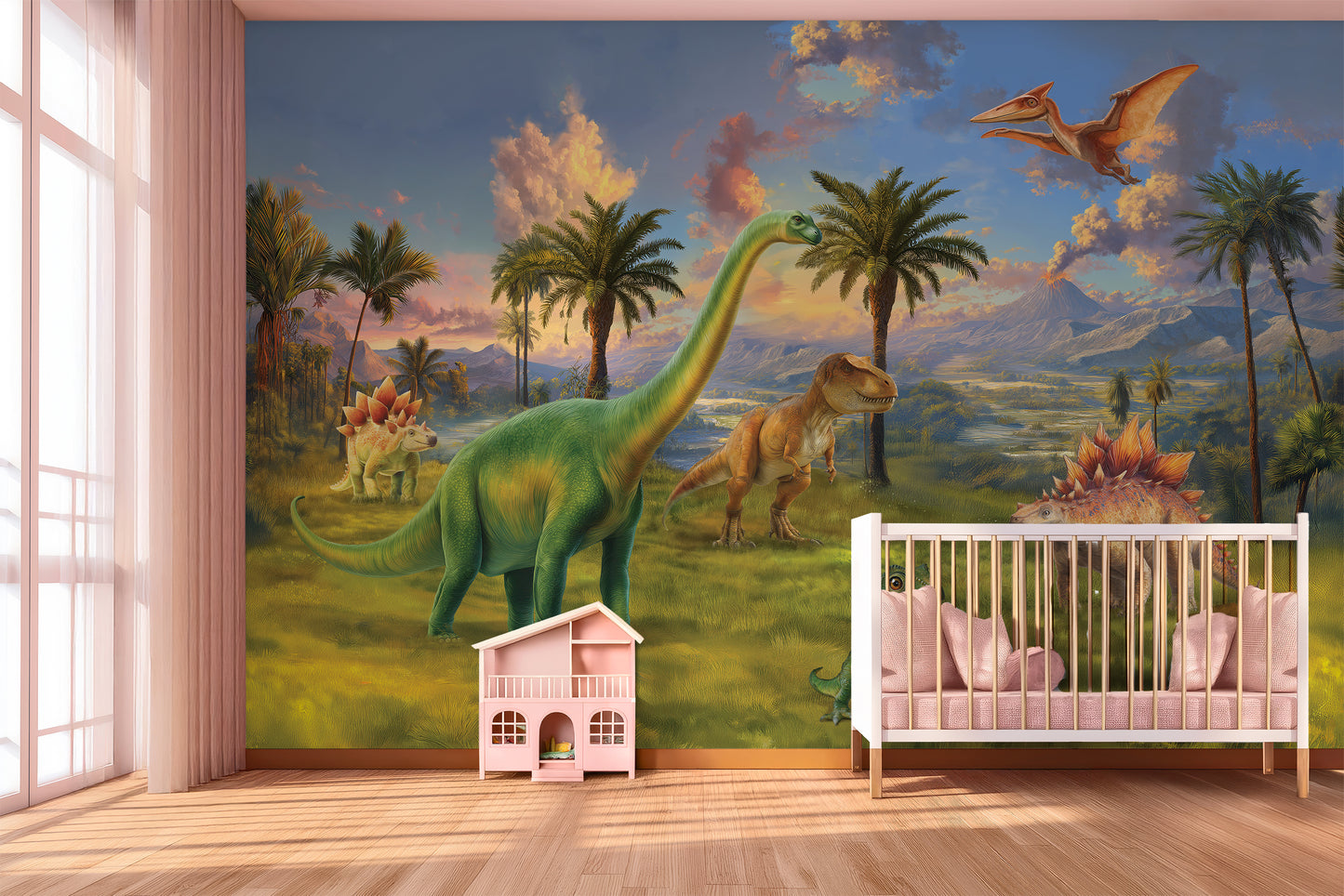 Dinosaur Wallpaper | T-Rex Jurassic Nursery Mural