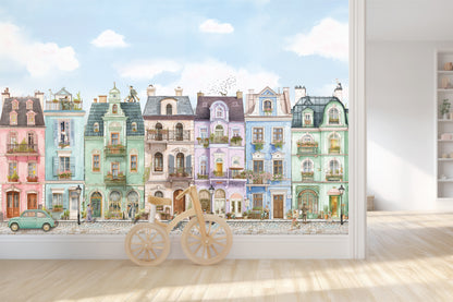 Parisian Street Wallpaper | European Buildings Mural
