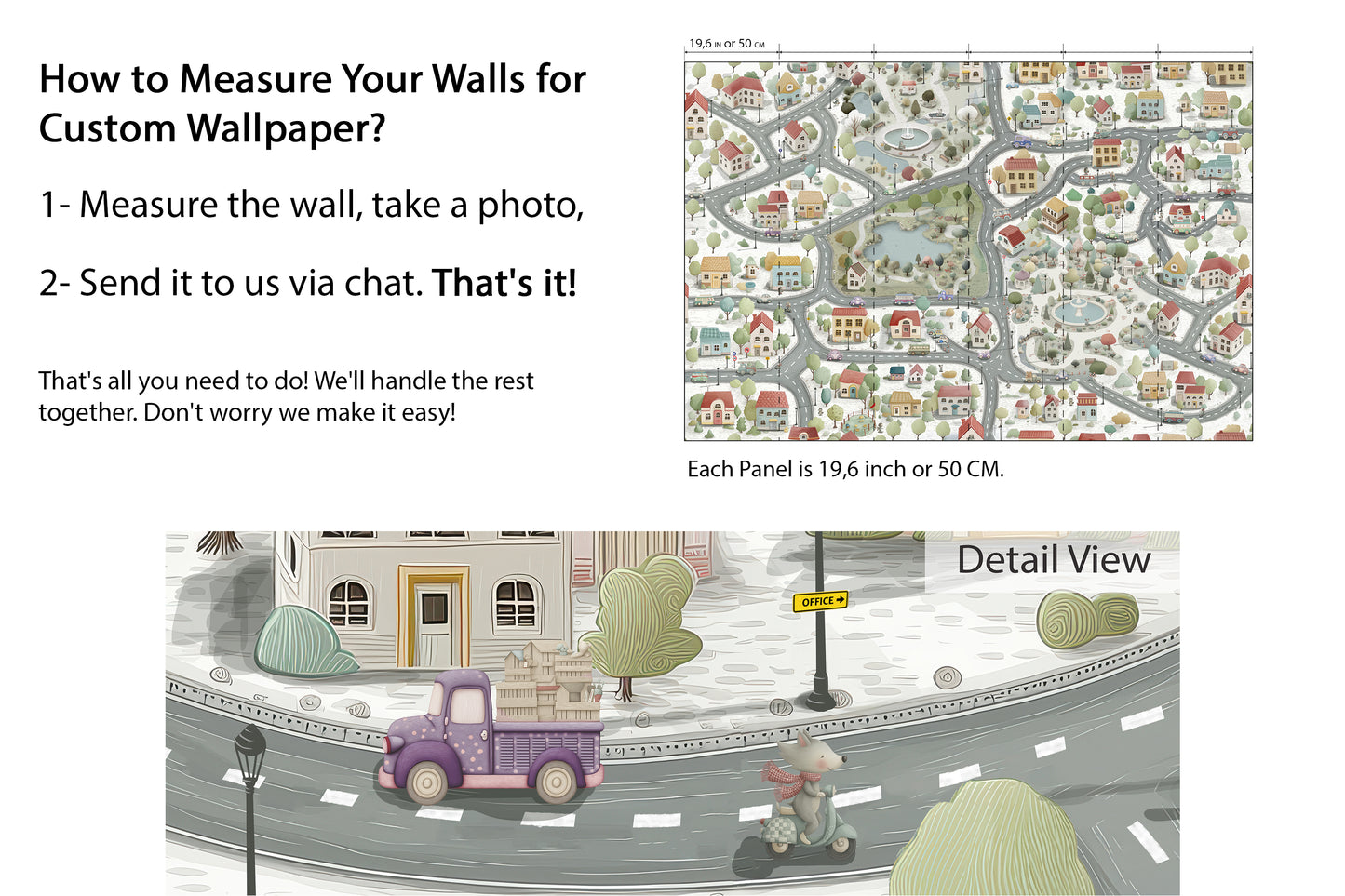 City Map Kids Wallpaper | Interactive Town Road Mural