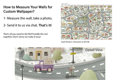 City Map Kids Wallpaper | Interactive Town Road Mural