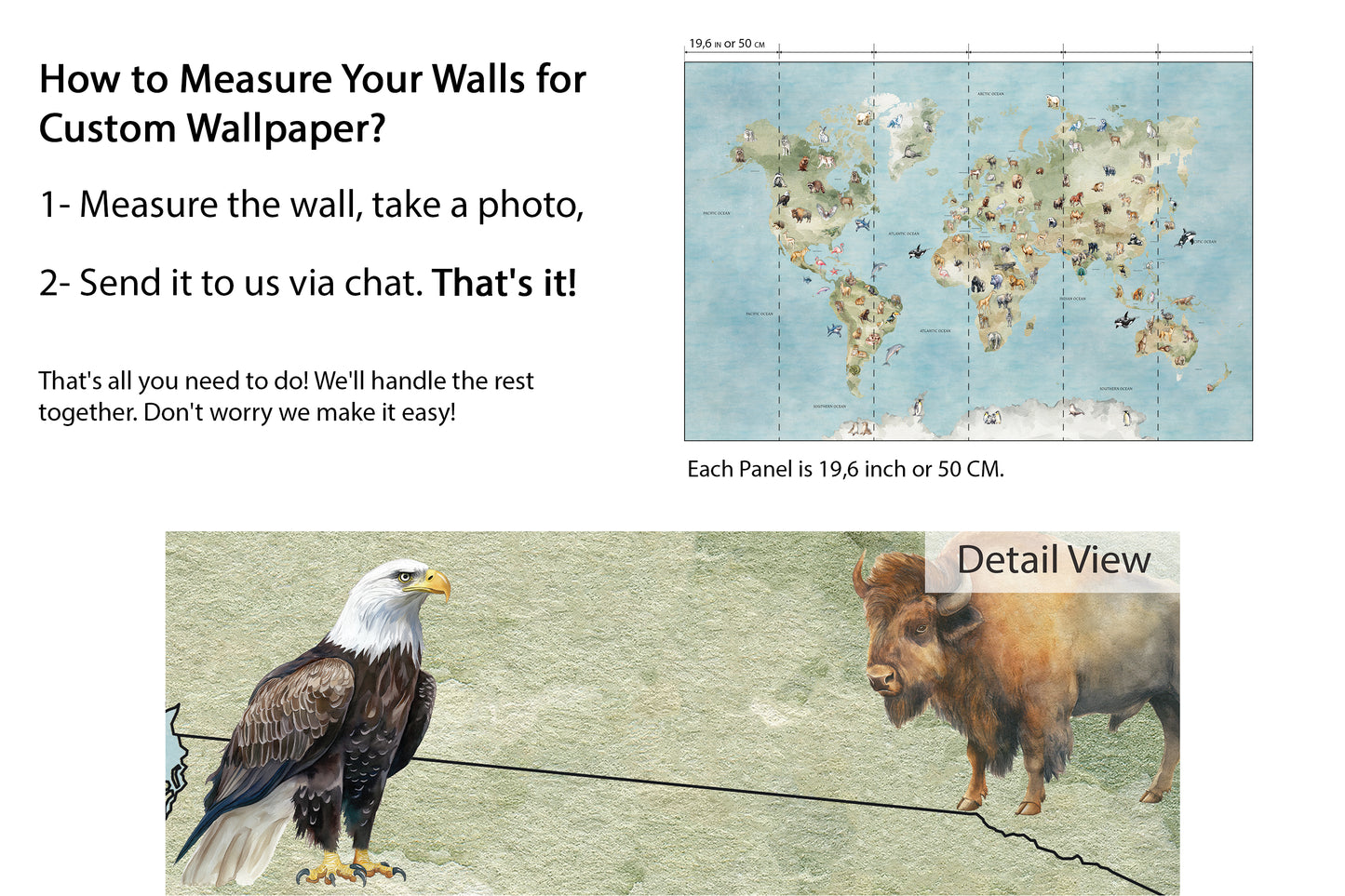 World Map Wallpaper | Animals Geography Nursery