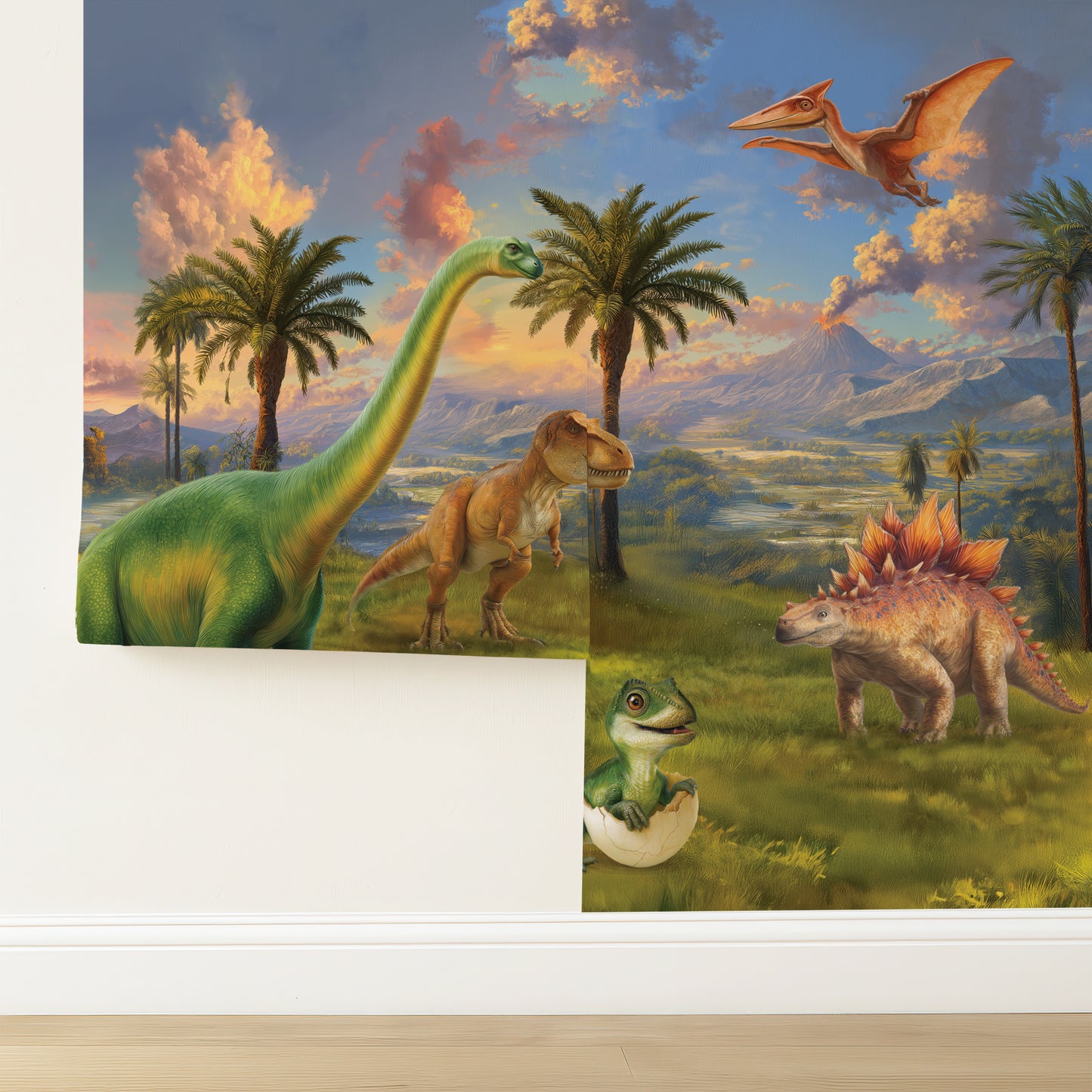 Dinosaur Wallpaper | T-Rex Jurassic Nursery Mural