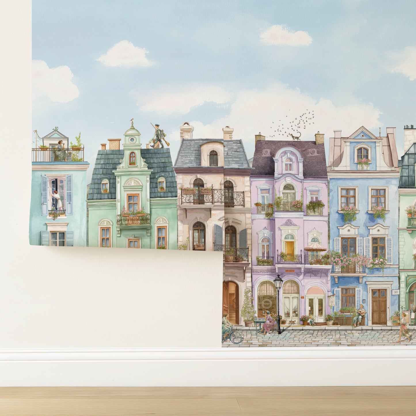 Parisian Street Wallpaper | European Buildings Mural